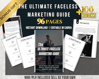 Faceless Digital Marketing Guide with PLR and MRR, Learn and Resell Faceless Marketing Strategies Course, Done-For-You Passive Income Ebook
