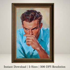 Funny mid-century bathroom wall art printable featuring a vintage 1950s-style man and woman holding their noses in exaggerated disgust. Styled like oil-painted magazine covers, these digital downloads include five sizes at 300 DPI. Perfect for retro bathroom decor, gag gifts, or quirky powder room wall art. Painterly brushstrokes, expressive faces, and classic Americana details bring nostalgic charm and cheeky humor to your home.