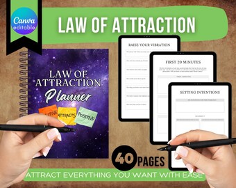 Planner wet van de aantrekkingskracht, digitale download, master doorverkooprechten | MRR afdrukbaar | PLR-manifestatiedagboek | PLR-planner, methode 3-6-9
