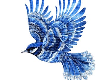17 PNGs Scandinavian Blue Bird Clipart - Flying Watercolor Birds, Nursery art, Printable Clipart, Chinoiserie Bird Paper Craft Stickers