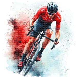 30 PNG Radfahrer Clipart - Aquarell Mann auf dem Fahrrad, Straßenradfahren Druck, druckbare Rennradfahrer Sport Kunst für Junk Journals, Scrapbooking
