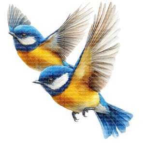 10 PNGs Clipart oiseau mésange bleue - mésange bleue eurasienne aquarelle oiseaux, art pour chambre d'enfant, clipart imprimable, mignon oiseau drôle artisanat en papier autocollants