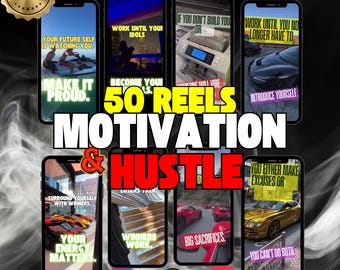 May include: A collage of nine phone screens with motivational quotes and images. The text includes phrases like "Work until you no longer have to", "Make it proud", "Your energy matters", and "Big sacrifices". The image also includes icons for Instagram, TikTok, and YouTube.