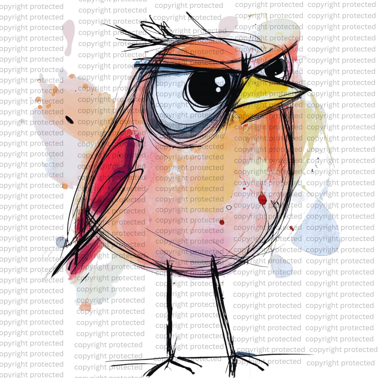 12 Abstract Grumpy Birds Clipart – Watercolor Cartoon Pngs, Printable ...