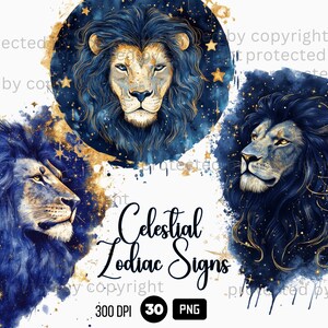 30 Celestial Zodiac Signs Clipart, Astrology PNG, Watercolor Golden Clouds Night Sky, Stars and Moon, Celestial Mystic Clipart PNG Bundle