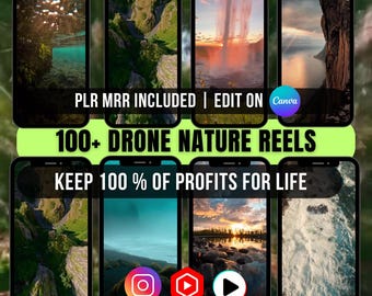 100+ Nature Drone Reels MRR PLR Faceless Aesthetic Videos With Master Resell Rights, Faceless Digital Marketing, Tiktok Instagram, Outdoor