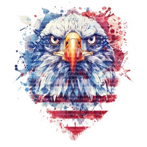 12 JPG Clipart acquerello di aquila patriottica, aquila calva degli Stati Uniti, stampabili della bandiera americana del 4 luglio, arte del giorno dell'indipendenza, biglietti, sublimazione