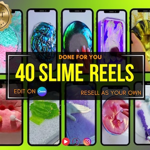 40 Slime Reels, Viral Satisfying Videos Pack, ASMR videos, PLR Trending Videos, Background videos, TikTok Reels Shorts, Slime Sponge Clips