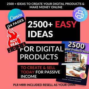 2500 Digital Products Ideas To Create And Sell Today For Passive Income, Etsy Digital Downloads Small Business Ideas and Bestsellers to Sell