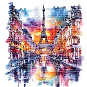Ensemble de 23 cliparts aquarelle Paris PNG - monuments parisiens emblématiques et scènes, invitations d'art de voyage imprimables, journaux indésirables, scrapbooking