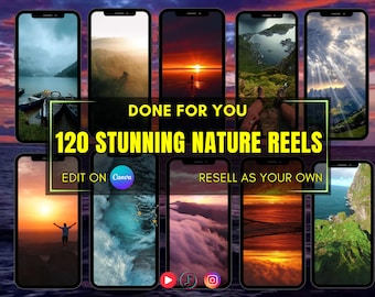 120 Stunning Nature Reels, Faceless Travel Reels PLR MRR Videos, Faceless Digital Marketing, Instagram Tiktok Reels, Master resell rights