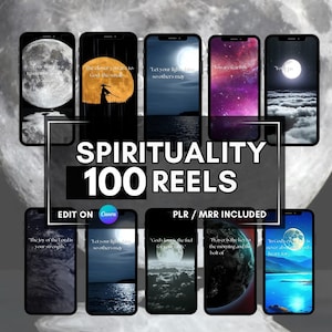 100 Spirituality reels, Spiritual Coach Faceless Reels, Holistic Health & Wellness Videos, PLR MRR Instagram Reels, Light Worker, Life Coach