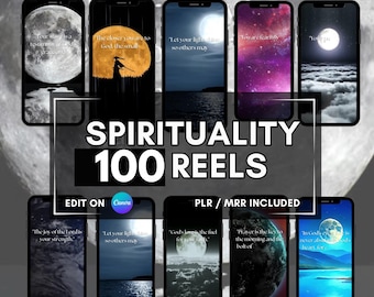 100 Spirituality reels, Spiritual Coach Faceless Reels, Holistic Health & Wellness Videos, PLR MRR Instagram Reels, Light Worker, Life Coach