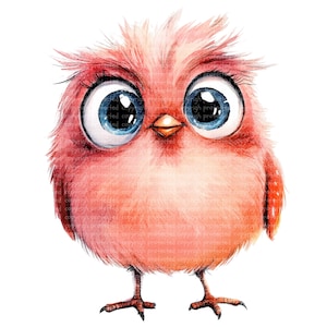 15 pajaritos esponjosos, imágenes PNG de pájaros de acuarela, imágenes imprimibles, fondo transparente, manualidades con papel, arte de pajaritos adorables y divertidos