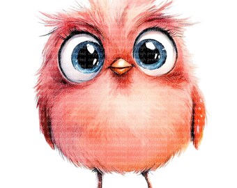 15 Fluffy Baby Birds Clipart, Watercolor Cartoon Bird PNGs, Printable Clipart, Transparent Background, Cute Funny Baby Bird Art Paper Crafts