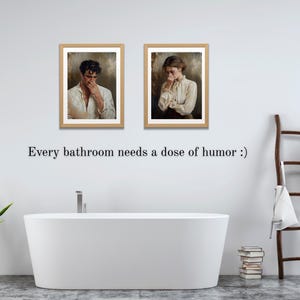Funny Digital Wall Art Print Set, Toilet Humor, Classical Vintage Style ...