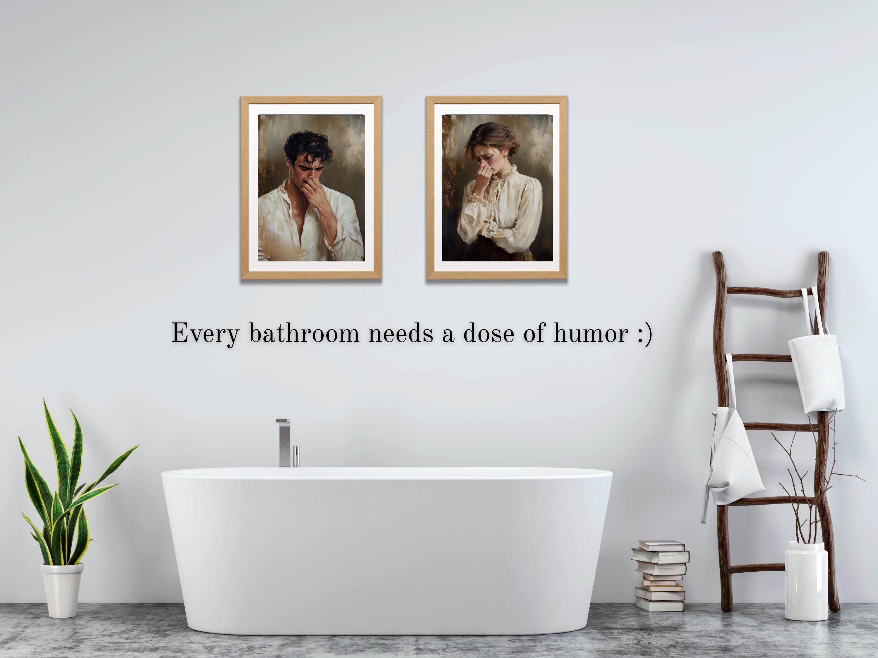 Funny Digital Wall Art Print Set, Toilet Humor, Classical Vintage Style ...