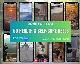 50 Health & Self-care Reels, MRR Well-being Videos Bundle, Faceless Marketing Instagram Reels PLR, Master Resell Rights, Meditation Clips