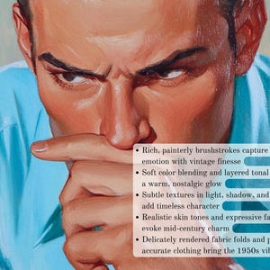 Funny mid-century bathroom wall art printable featuring a vintage 1950s-style man and woman holding their noses in exaggerated disgust. Styled like oil-painted magazine covers, these digital downloads include five sizes at 300 DPI. Perfect for retro bathroom decor, gag gifts, or quirky powder room wall art. Painterly brushstrokes, expressive faces, and classic Americana details bring nostalgic charm and cheeky humor to your home.