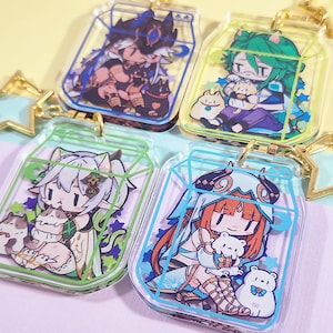 PARTE 6 Genshin Impact 2 "Llavero acrílico de doble cara con dije Baizhu Nilou Cyno Nahida Kusanali Sumeru Anime Game Milk Carton Neko