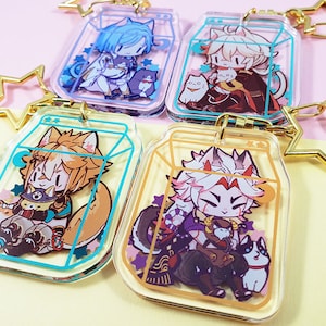 PARTE 3 Genshin Impact 2 "chaveiro acrílico dupla face charme Itto Gorou Kazuha Kamisato Ayato Anime Game Milk Carton Neko