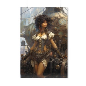 Steampunk Gunslinger Woman 3 -  Steampunk Poster - Portrait - 12x18, 20x30, 24x36 - Museum Grade Matte Paper - by Nyobium
