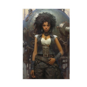 Steampunk Gunslinger Woman 4 -  Steampunk Poster - Portrait - 12x18, 20x30, 24x36 - Museum Grade Matte Paper - by Nyobium