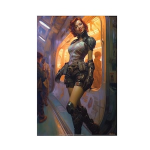 Steampunk Burlesque Woman 5 -  Steampunk Poster - Portrait - 12x18, 20x30, 24x36 - Museum Grade Matte Paper - by Nyobium