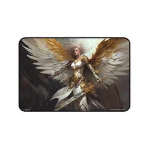 Desk Mat, Game Mat, MTG Playmat, MTG Playmat with Zones, Trading Card Game Play Mat, MTG Accessories,  Angel 7
