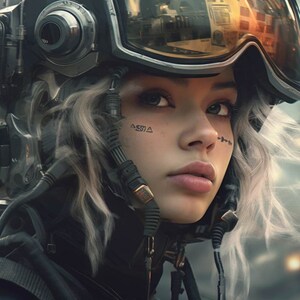 Space Girl 9 -  Space Girls Series Sci-fi Poster -- Landscape - 18x12, 30x20, 36x24 - Museum Grade Matte Paper - by Nyobium