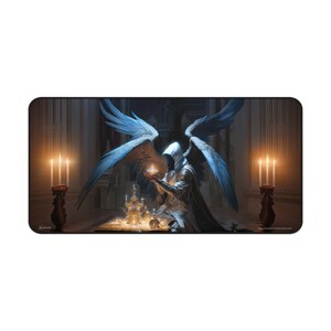 Desk Mat, Game Mat, MTG Playmat, MTG Playmat with Zones, Trading Card Game Play Mat, MTG Accessories,  Angel Sorceress 2