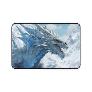 Desk Mat, Game Mat, MTG Playmat, MTG Playmat with Zones, Trading Card Game Play Mat, MTG Accessories,  White Dragon 2