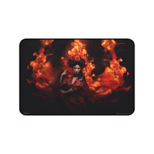 Desk Mat, Game Mat, MTG Playmat, MTG Playmat with Zones, Trading Card Game Play Mat, MTG Accessories,  Fire Geisha