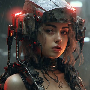 Space Girl 8 -  Space Girls Series Sci-fi Poster -- Landscape - 18x12, 30x20, 36x24 - Museum Grade Matte Paper - by Nyobium