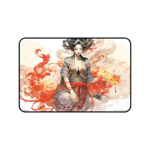 Desk Mat, Game Mat, MTG Playmat, MTG Playmat with Zones, Trading Card Game Play Mat, MTG Accessories,  Fire Magi 1