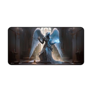 Desk Mat, Game Mat, MTG Playmat, MTG Playmat with Zones, Trading Card Game Play Mat, MTG Accessories,  Angel Sorceress