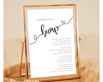 Message From The Bump Print, Baby Shower Poem (Digital Download)