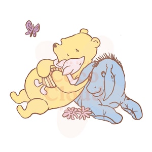 Classic Winnie Pooh Piglet Eeyore PNG JPEG, Artwork Clipart, Transparent Background, Baby Shower Birthday Invitations, Multi use Card Shirt