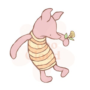 Clásico Original Piglet Winnie PNG JPEG, imágenes prediseñadas de ilustraciones, fondo transparente, invitaciones de cumpleaños de Baby Shower, uso múltiple, camisa de tarjeta