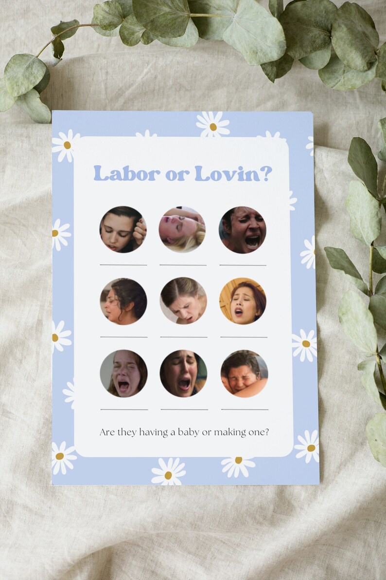 Labor or Lovin Baby Shower Game Coed Blue Daisy Boy Funny - Etsy