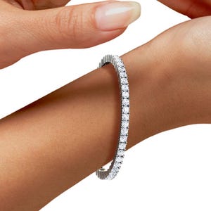 14K White Gold Tennis Bracelet 3mm Round Cut CZ Diamonds 6.00TCW Dainty Sterling Silver Jewelry for Men & Women
