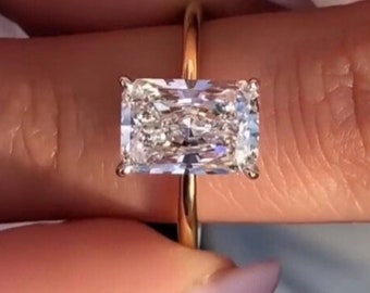 Radiant Cut Moissanite Engagement Ring | 3.CT Anniversary Gift & Promise Ring for Her | Elegant Proposal Ring, Perfect Gift