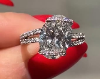 5 Ct Oval Cut Moissanite Ring, Elegant Elongated Oval Engagement Ring for Proposals, Ideal Gift for Anniversaries