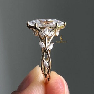 Vintage 2CT Marquise Cut Moissanite Engagement Ring Unique Art Deco Style Engagement Wedding Ring Thank You Gift For Her Handmade Jewelry