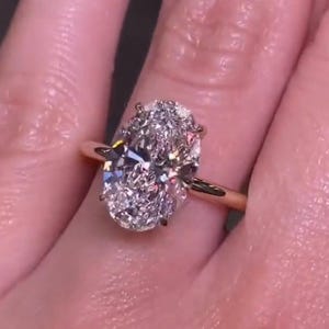 3.50CT Oval Moissanite Engagement Ring 14k Solid Gold Hidden Halo Wedding Ring - Oval Cut Anniversary Solitaire