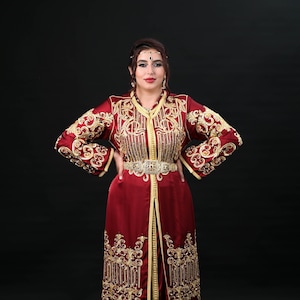 Moroccan Takchita , Moroccan Takchita with embroidery and beading , Moroccan handmade Takchita