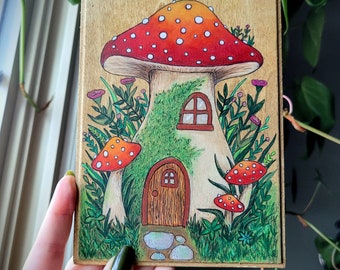 Cottagecore Mushroom House Wall Art