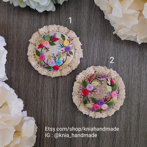 Handmade Embroidered Floral Brooch: Vintage Style Stitched Jewelry