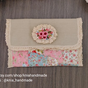 Bolsa de tecido multifuncional. Carteira Shabby Chic. Bolsa feita à mão. Presente para menina. O melhor presente para a mãe. Presente de aniversário.