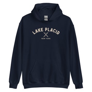 Lake Placid Unisex Hoodie | NY, Minimalist State Hooded, New York Sweatshirt, Berge Kapuze, Ski Souvenir, Geschenke im Freien